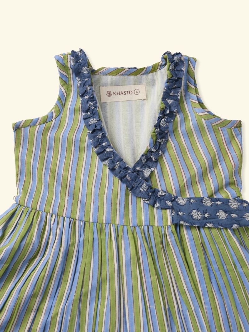 Female Frilled Dress - Block Print Collection  , made of soft cotton for 