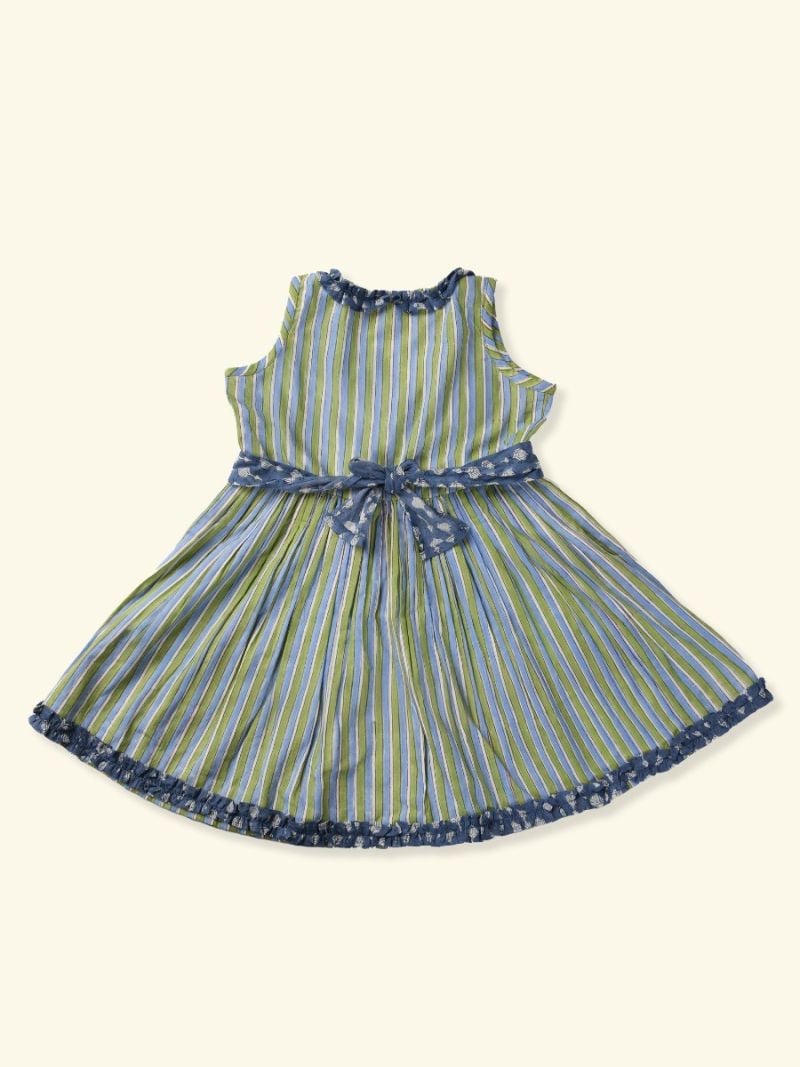 Female Jurk met Ruches - Blockprint Collectie  , gemaakt van zacht katoen voor 