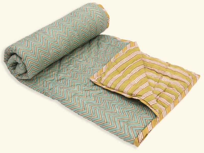 Unisex Babydecke - Blockdruck Kollektion  , aus weicher Baumwolle für 