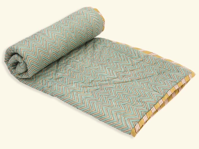 Unisex Babydecke - Blockdruck Kollektion  , aus weicher Baumwolle für 