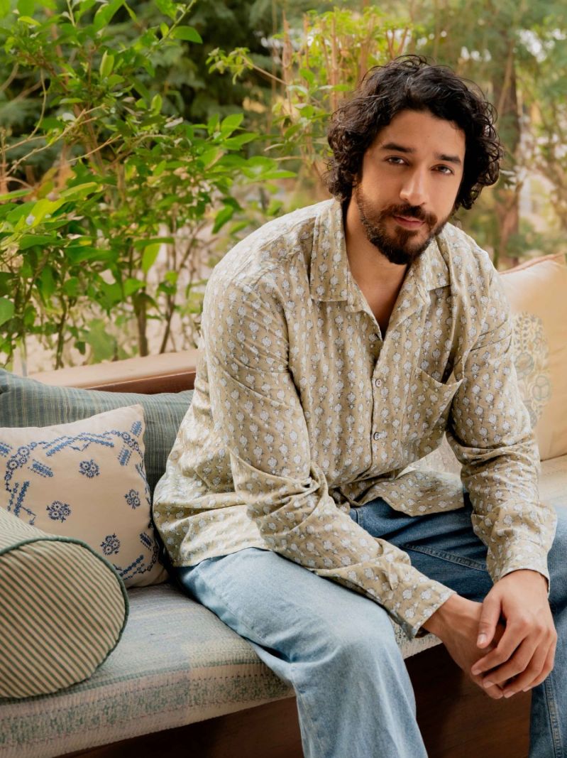 Male Shirt Long Sleeve - Block Print Collection  , made of soft cotton for 