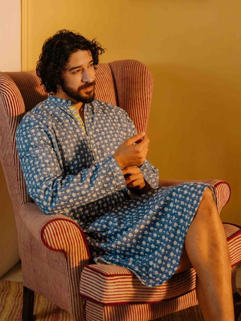Male Nightshirt - Block Print Collection  , made of soft cotton for 