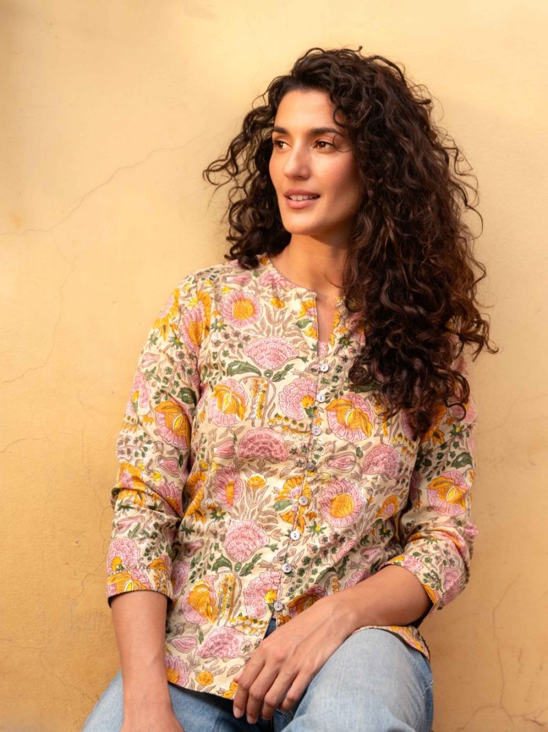 Female Summer Blouse - Block Print Collection  , made of soft cotton for 