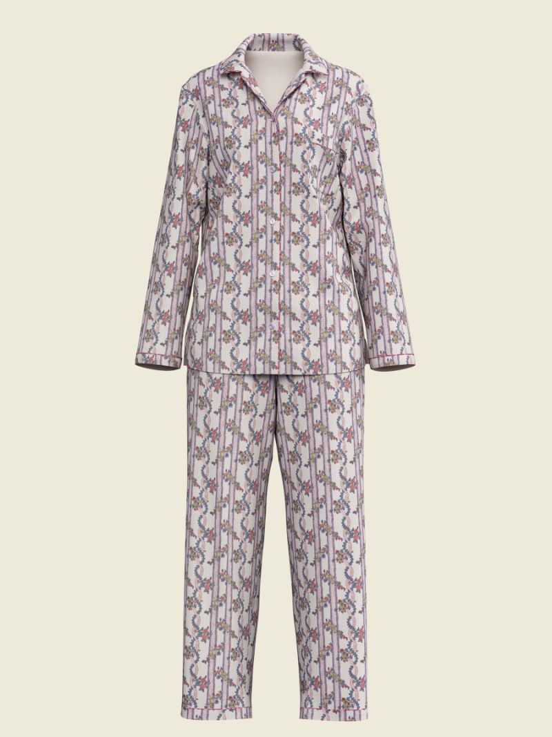 Female Pyjama Damen - Blockdruck Kollektion  , aus weicher Baumwolle für 