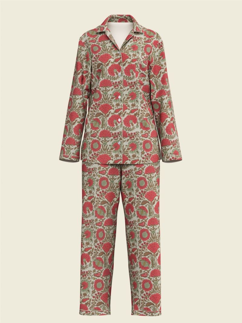 Female Pyjama Dames - Blockprint Collectie  , gemaakt van zacht katoen voor 