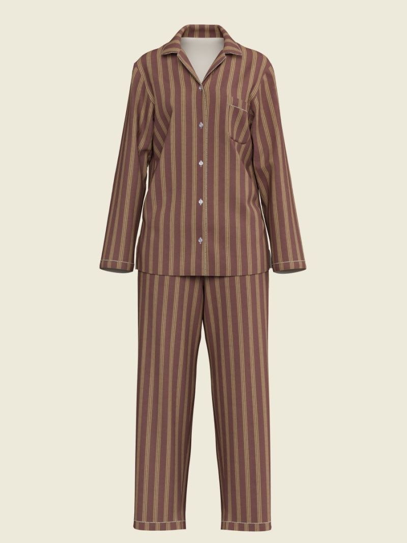 Female Pyjama Damen - Blockdruck Kollektion  , aus weicher Baumwolle für 