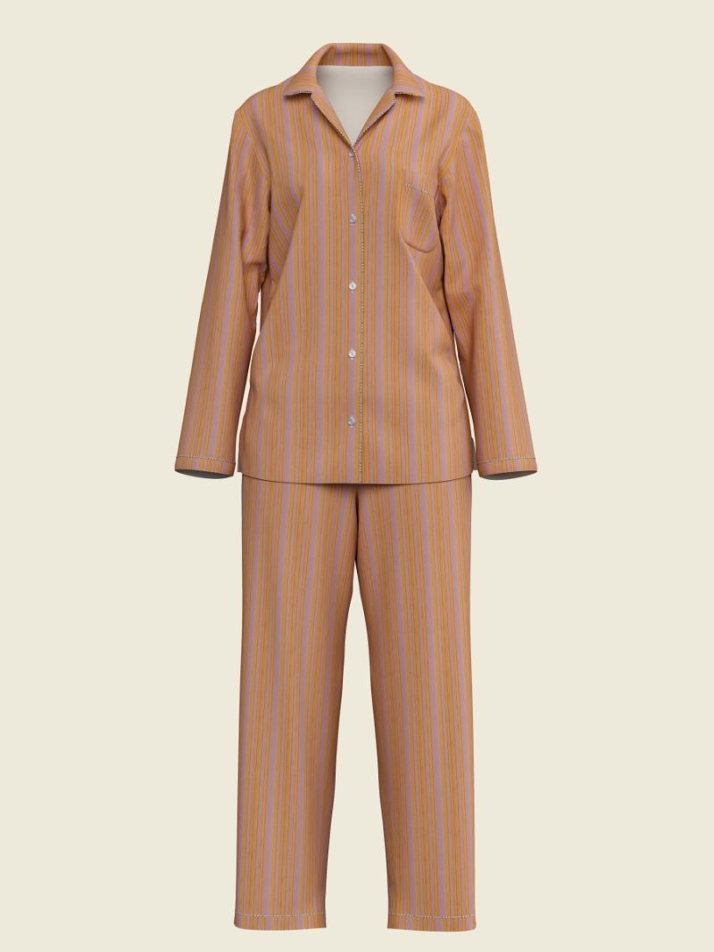 Female Pyjama Damen - Blockdruck Kollektion  , aus weicher Baumwolle für 