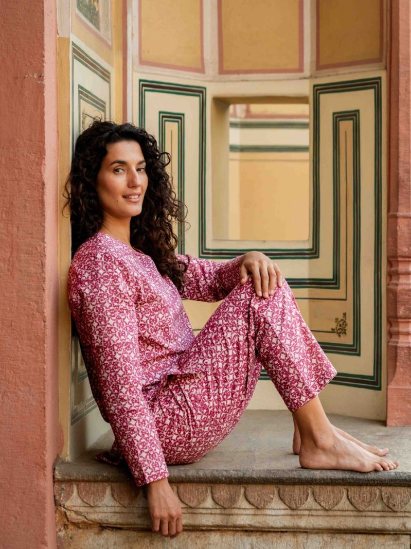 Female Loungewear Sets - Block Print Collection  , made of soft cotton for 