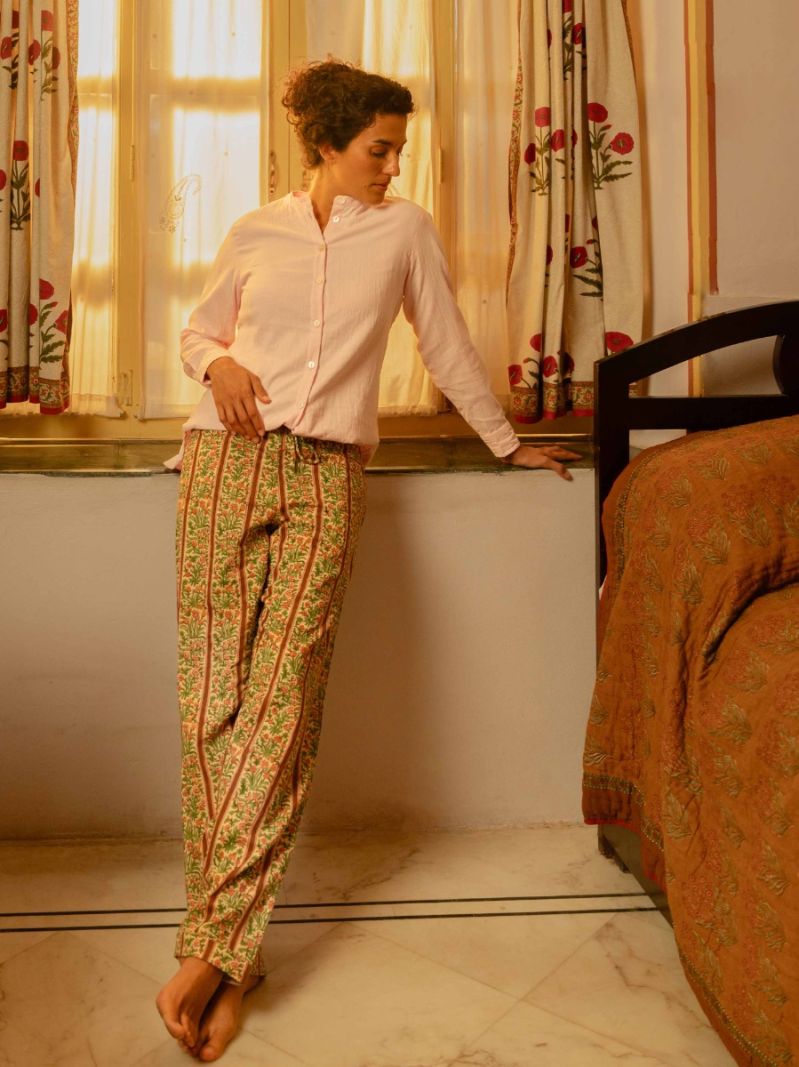 Female Lounge Pants - Block Print Collection  , made of soft cotton for 