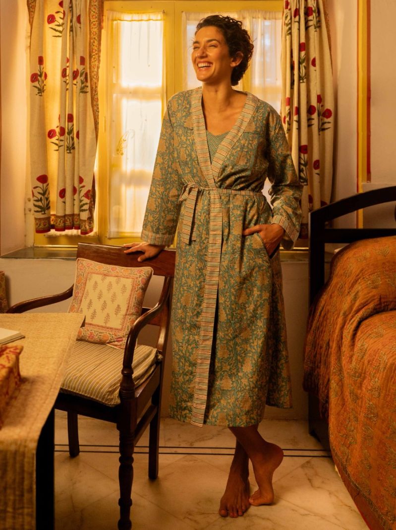 Female Robe de chambre - Collection d'Impression en Bloc  , en coton doux pour 