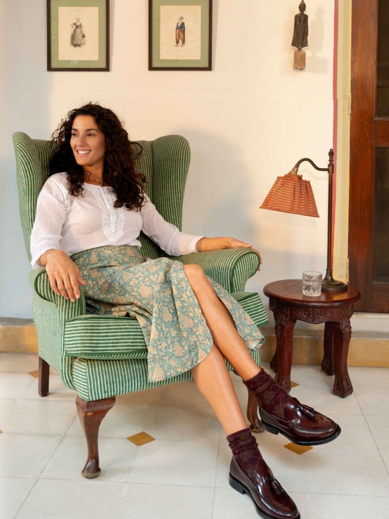 Female Wickelrock - Blockdruck Kollektion  , aus weicher Baumwolle für 