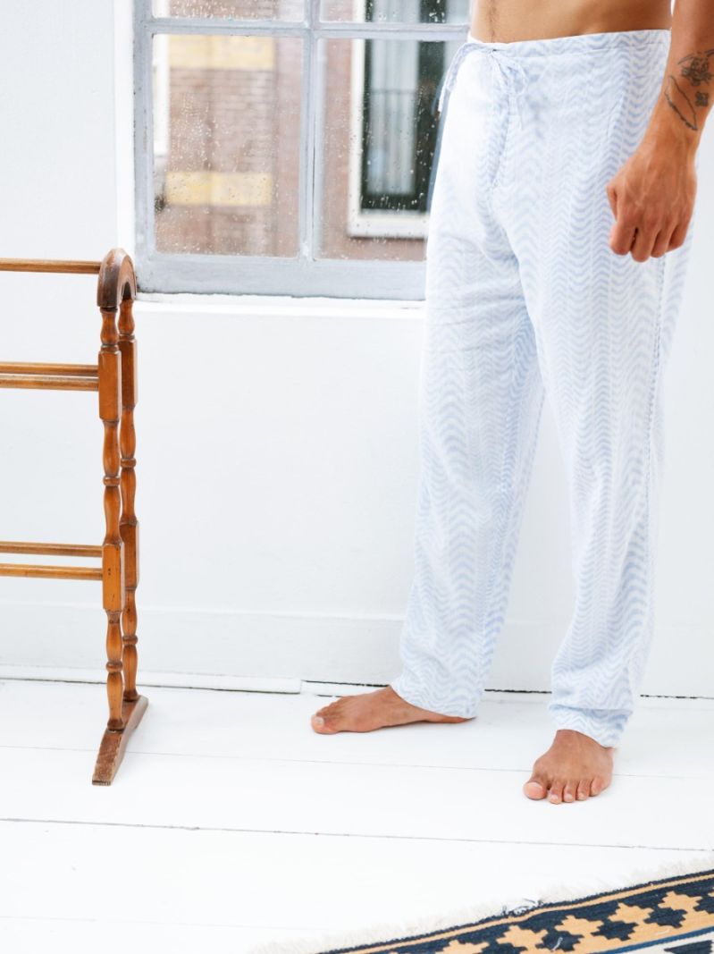 Male Pantalon Détente - Blue Udaipur - The Cotton Cashmere Collection  , en coton doux pour 