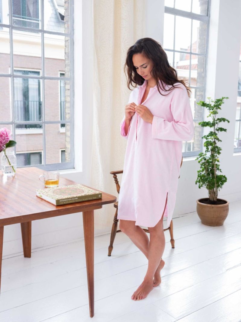 Female Chemise de Nuit - Rose - La Collection Coton Cachemire  , en coton doux pour 
