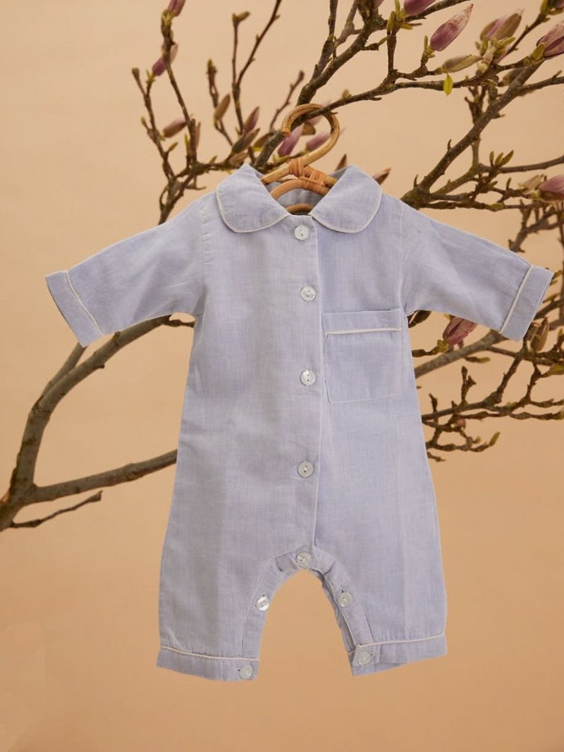 Baby Onesie - Blue - The Cotton Cashmere Collection