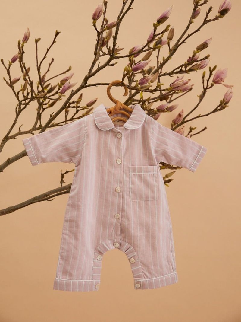 Baby Onesie - Jaipur Red Stripe - The Cotton Cashmere Collection