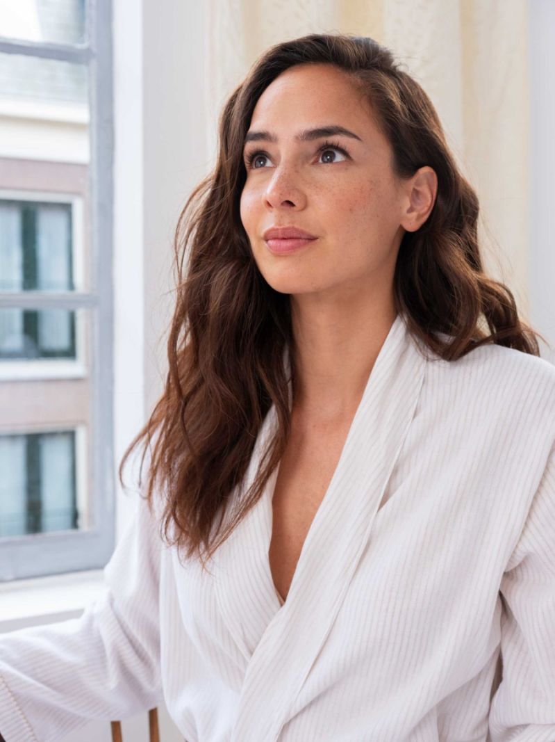 Robe de chambre - Rayures Beiges - The Cotton Cashmere Collection